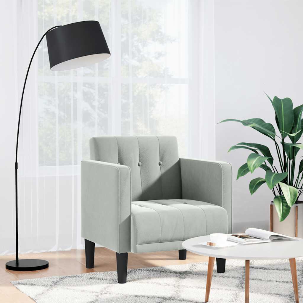 Fauteuil avec accoudoirs gris clair 53 cm velours - XIOS