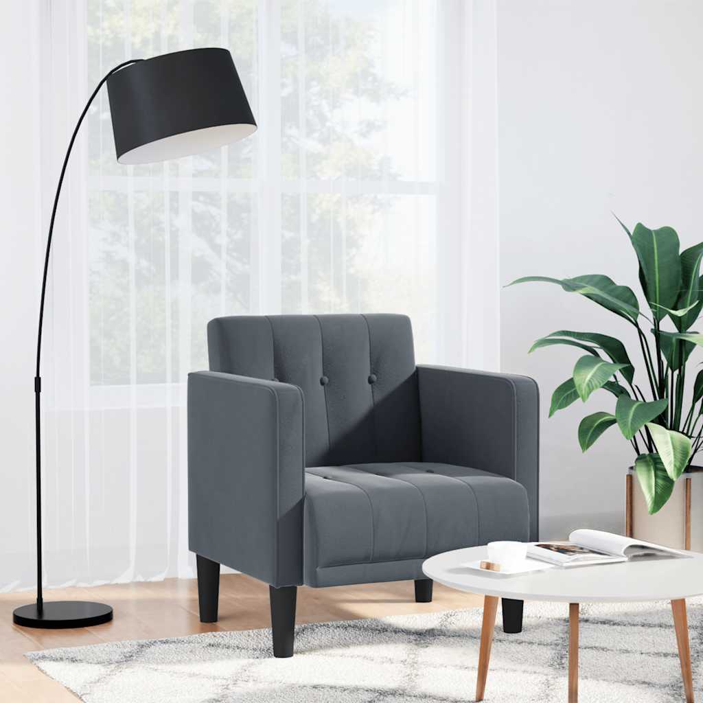 Fauteuil avec accoudoirs velours gris foncé 53 cm - XIOS