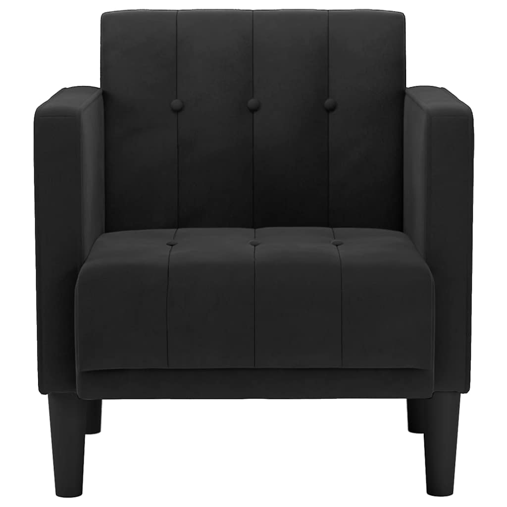 Fauteuil canapé avec accoudoirs velours noir 53 cm - XIOS