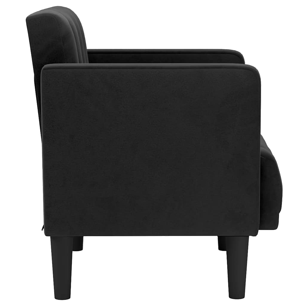 Fauteuil canapé avec accoudoirs velours noir 53 cm - XIOS