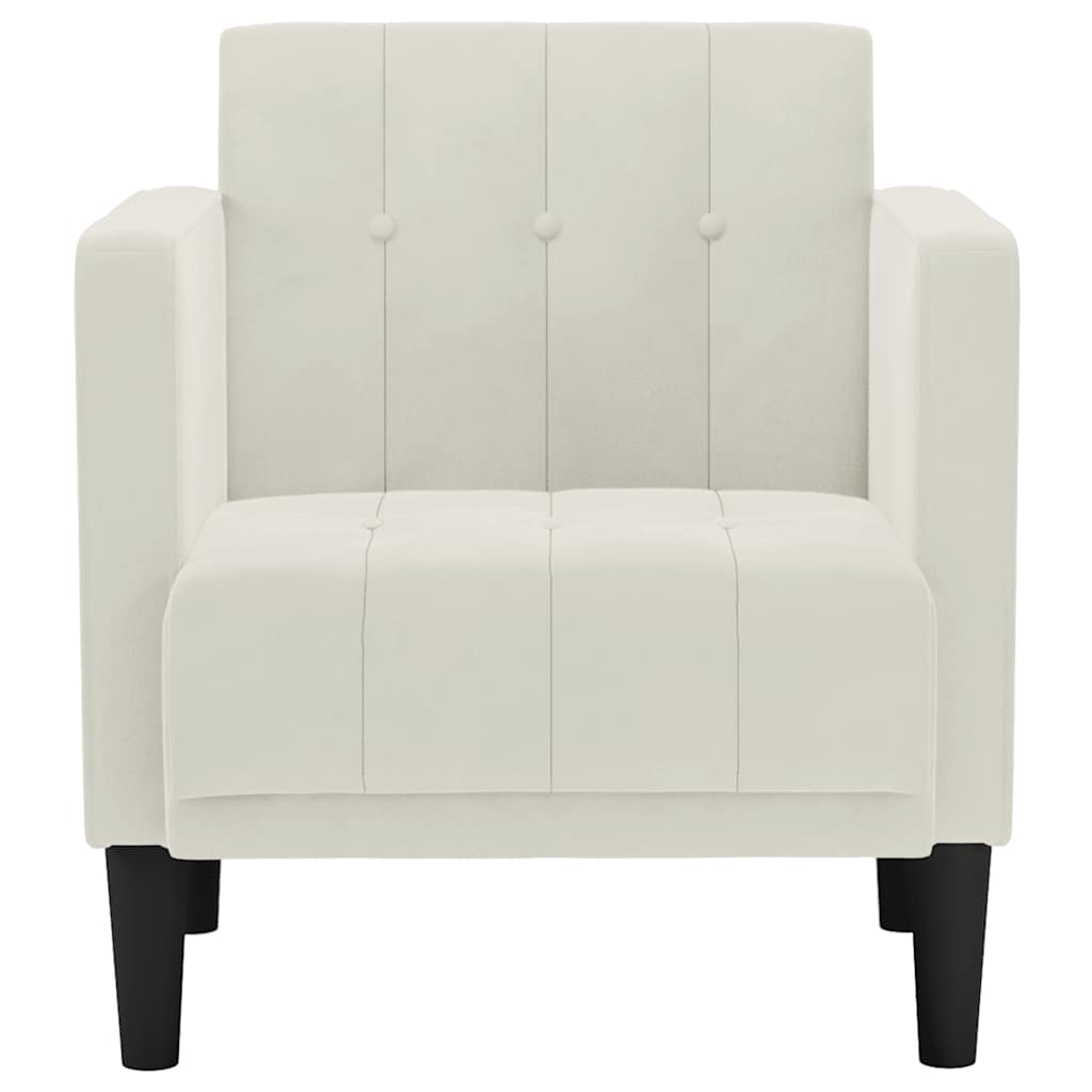 Fauteuil canapé avec accoudoirs couleur crème 53 cm velours - XIOS