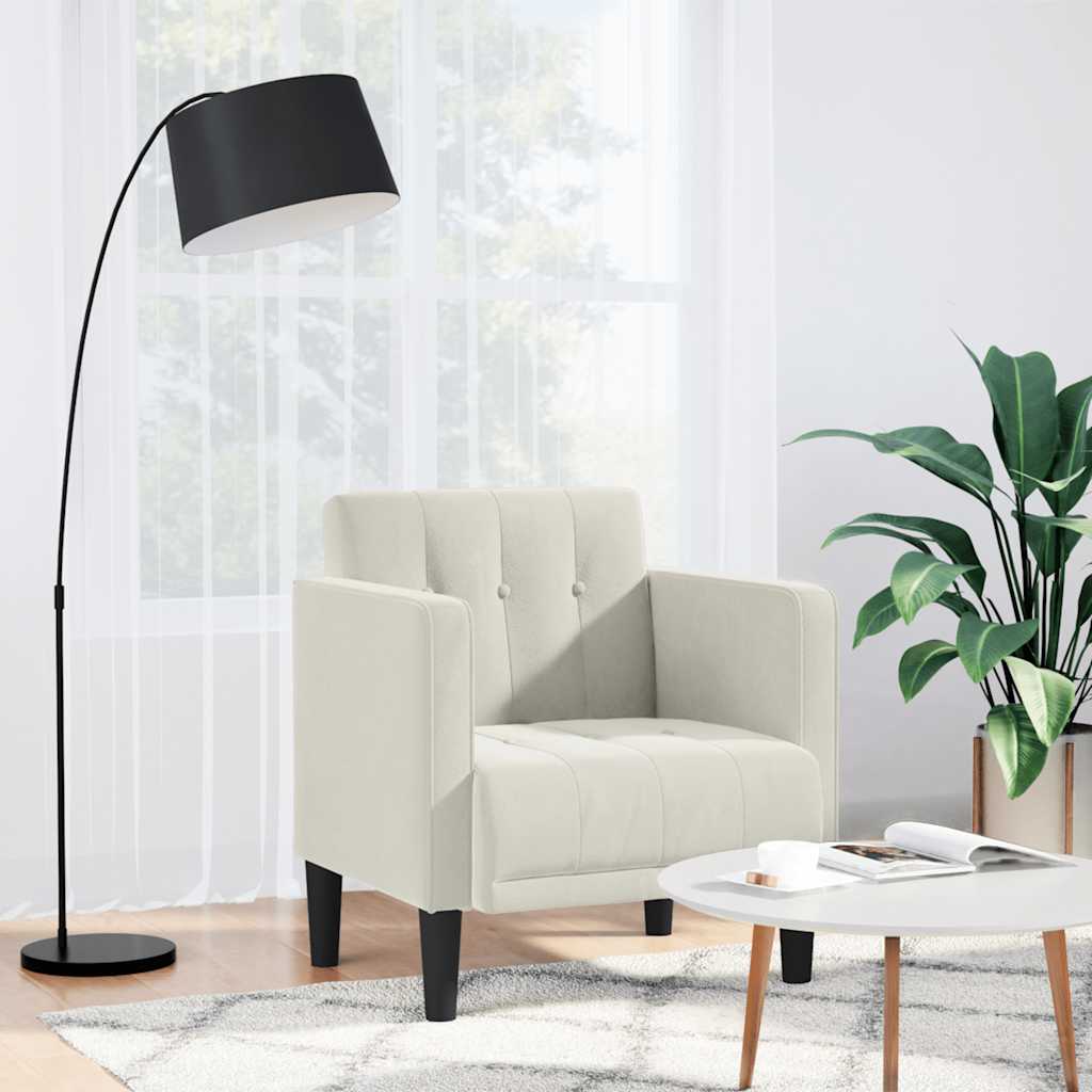 Fauteuil canapé avec accoudoirs couleur crème 53 cm velours - XIOS