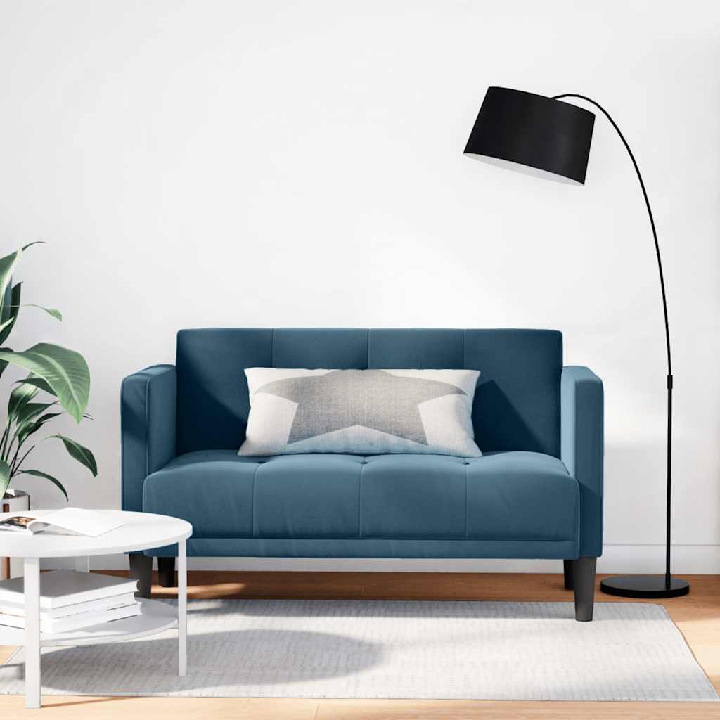 Canapé deux places bleu 111 cm velours - XIOS