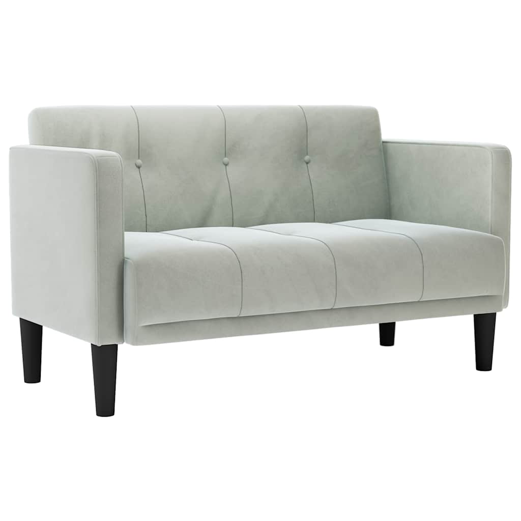 Canapé deux places gris clair 111 cm velours - XIOS