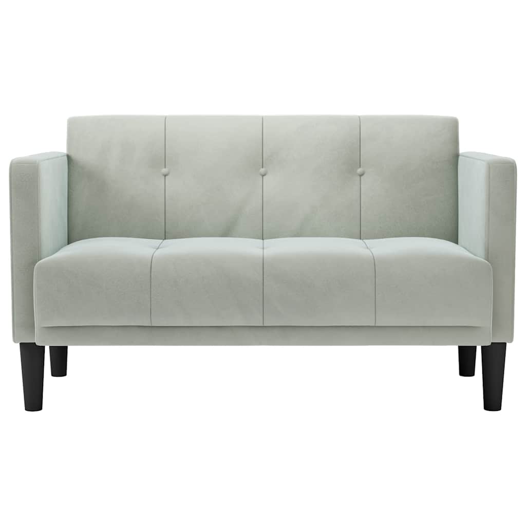 Canapé deux places gris clair 111 cm velours - XIOS
