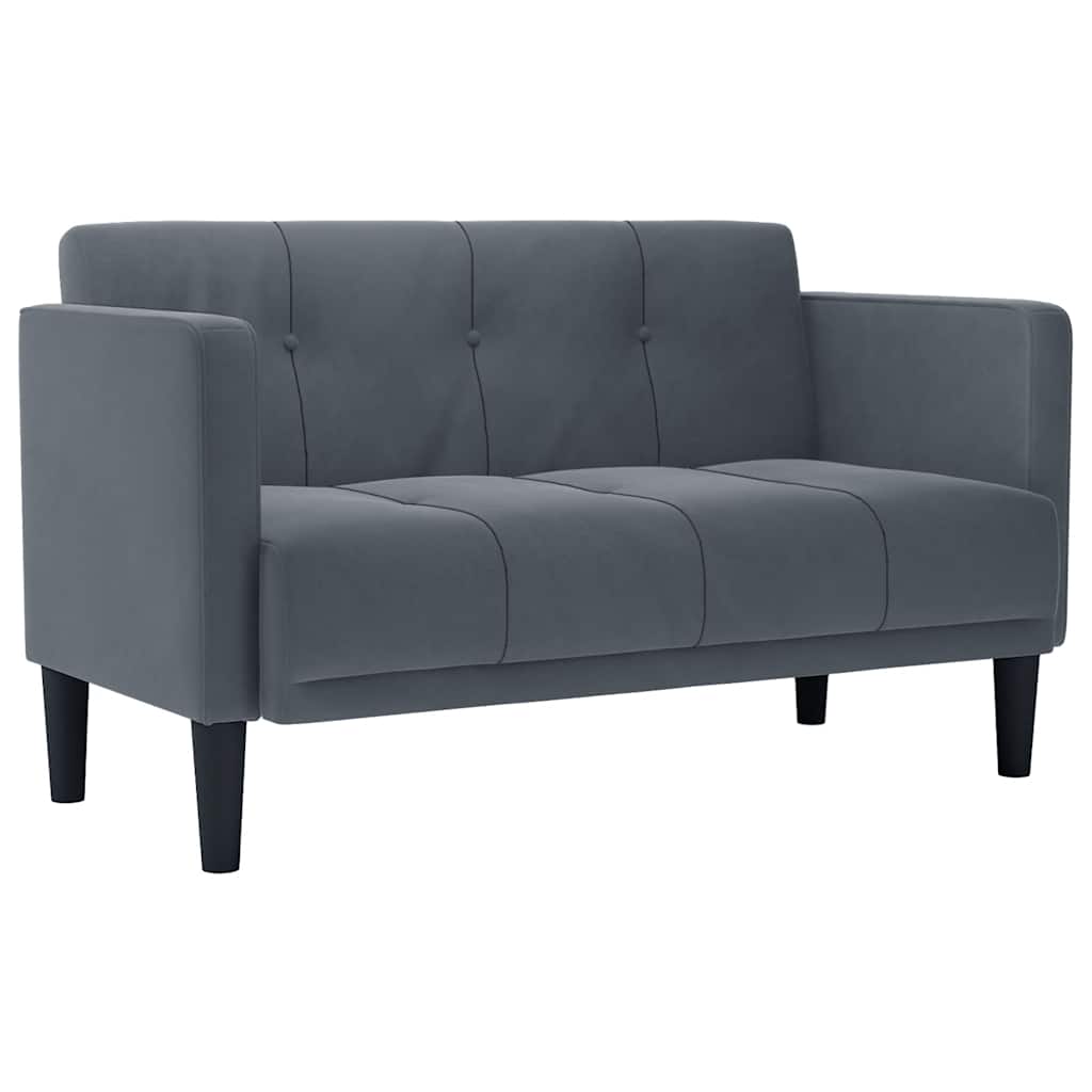 Canapé deux places gris foncé 111 cm velours - XIOS
