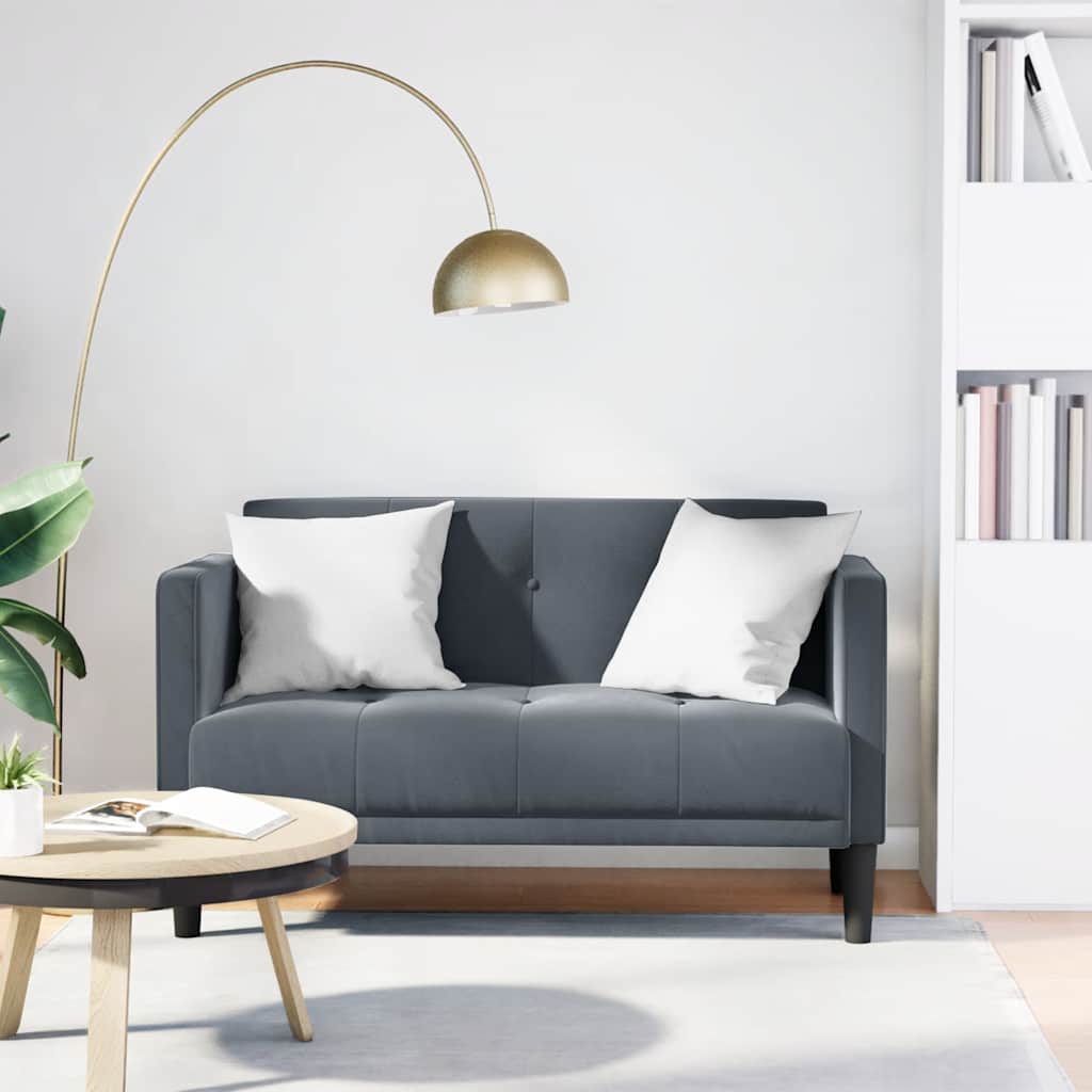 Canapé deux places gris foncé 111 cm velours - XIOS