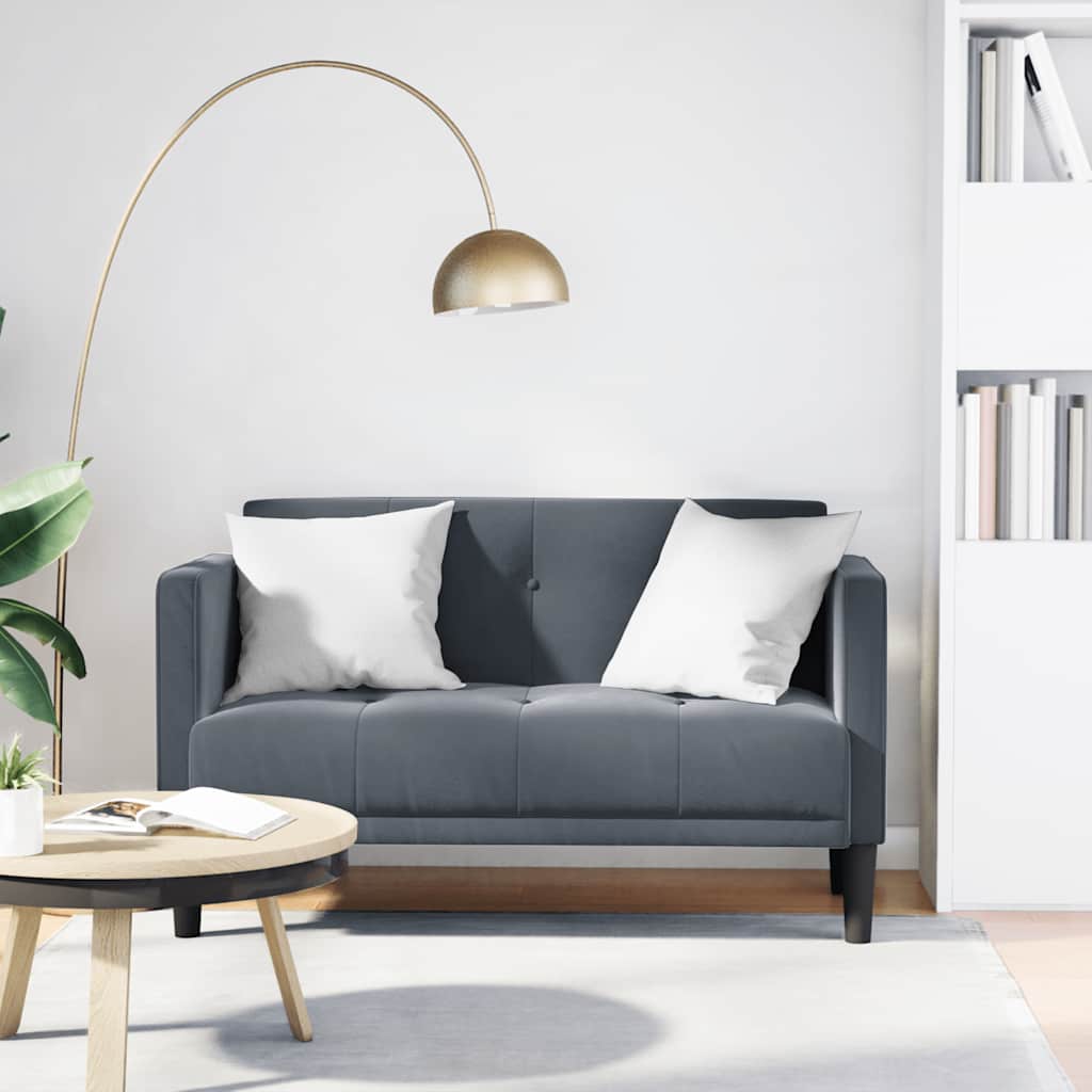 Canapé deux places gris foncé 111 cm velours - XIOS