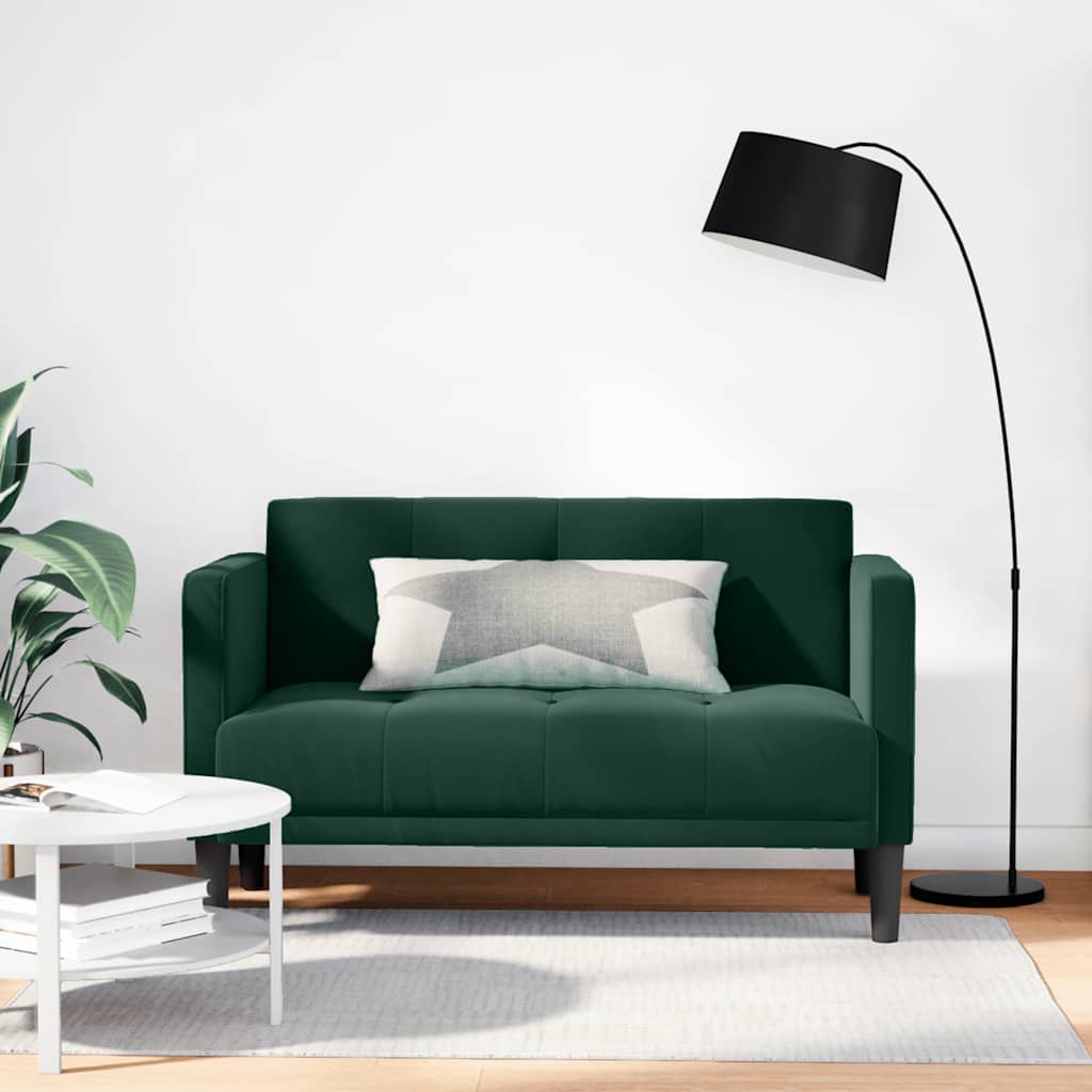 Canapé deux places vert foncé 111 cm velours - XIOS