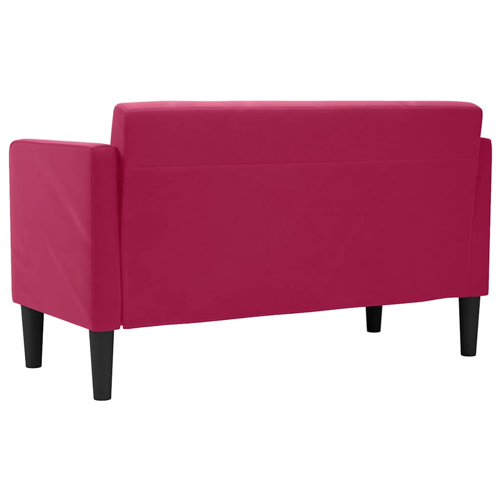 Canapé deux places rouge vin 111 cm velours - XIOS