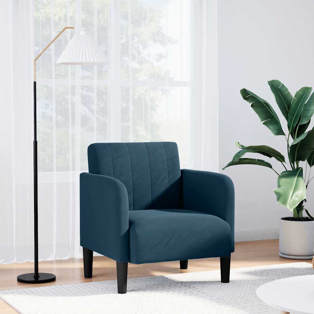 Fauteuil canapé avec accoudoirs velours bleu 54 cm - XIOS