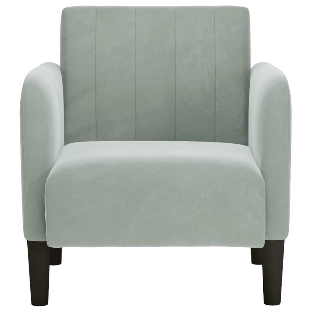 Fauteuil avec accoudoirs gris clair 54 cm velours - XIOS