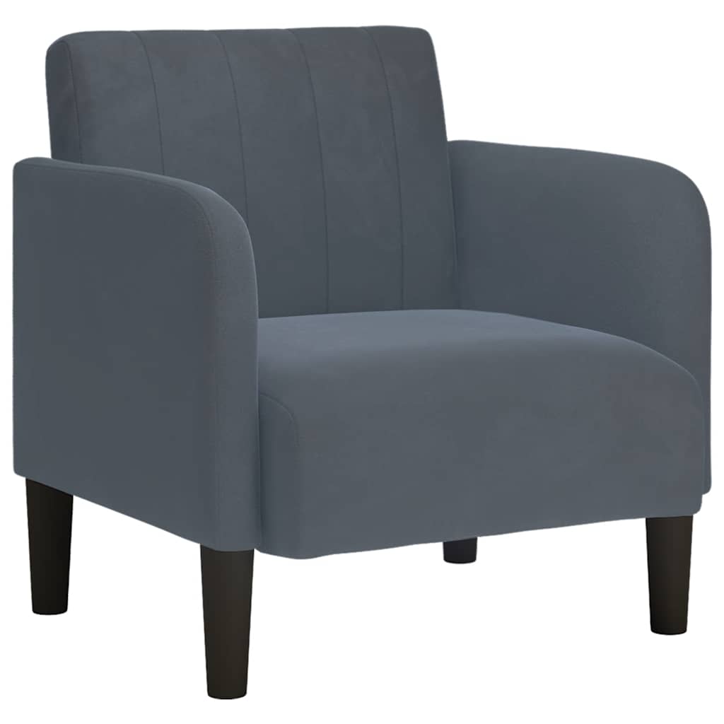 Fauteuil avec accoudoirs gris foncé 54 cm velours - XIOS
