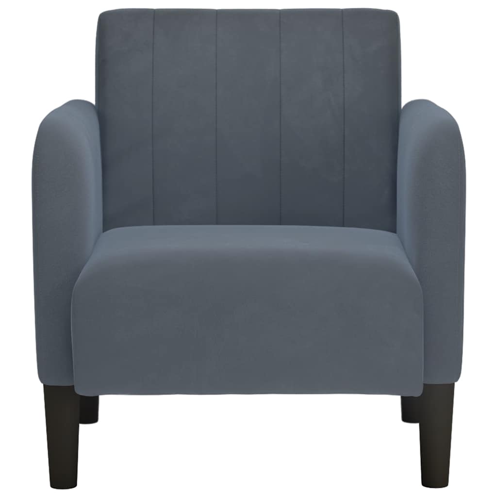Fauteuil avec accoudoirs gris foncé 54 cm velours - XIOS