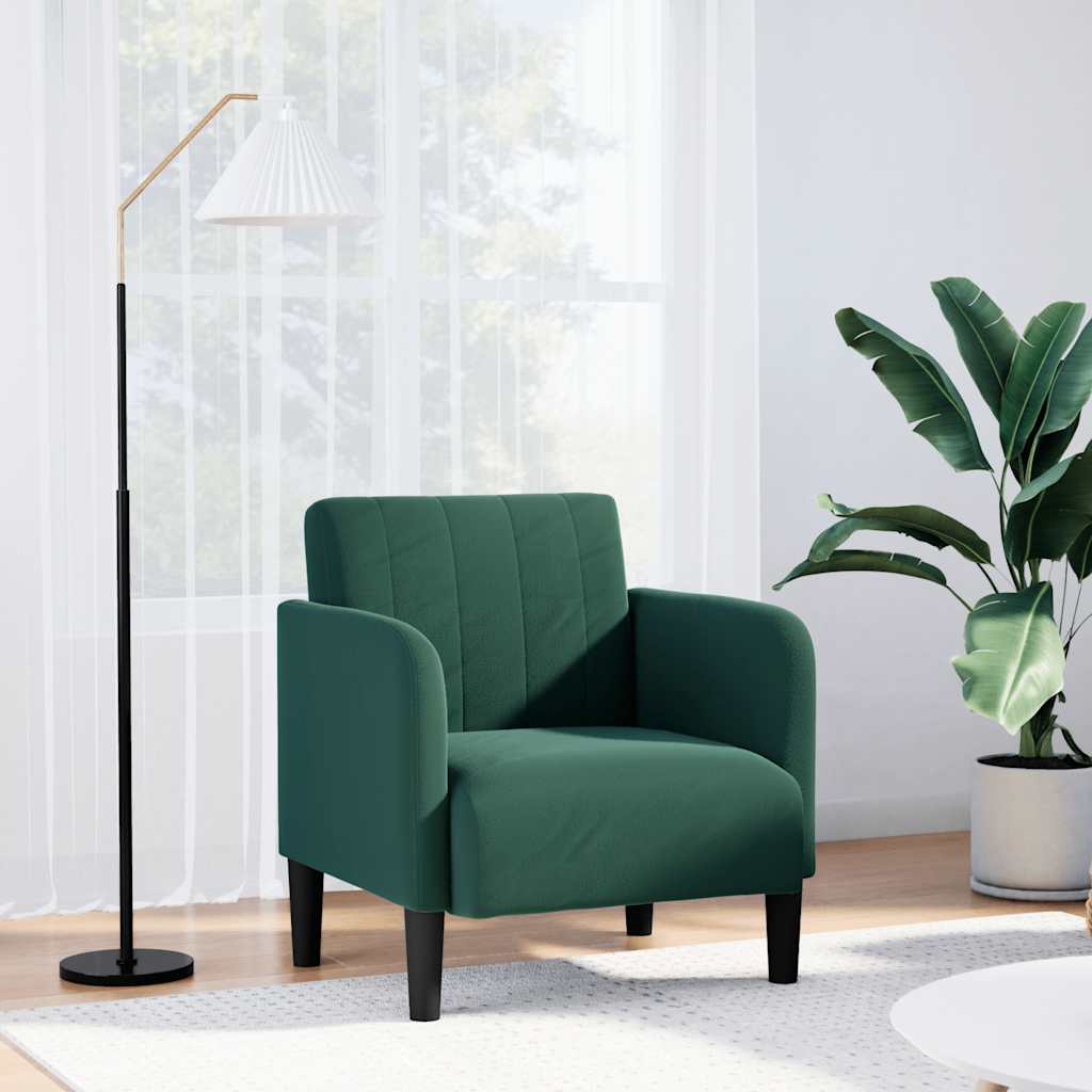 Fauteuil avec accoudoirs vert foncé 54 cm velours - XIOS