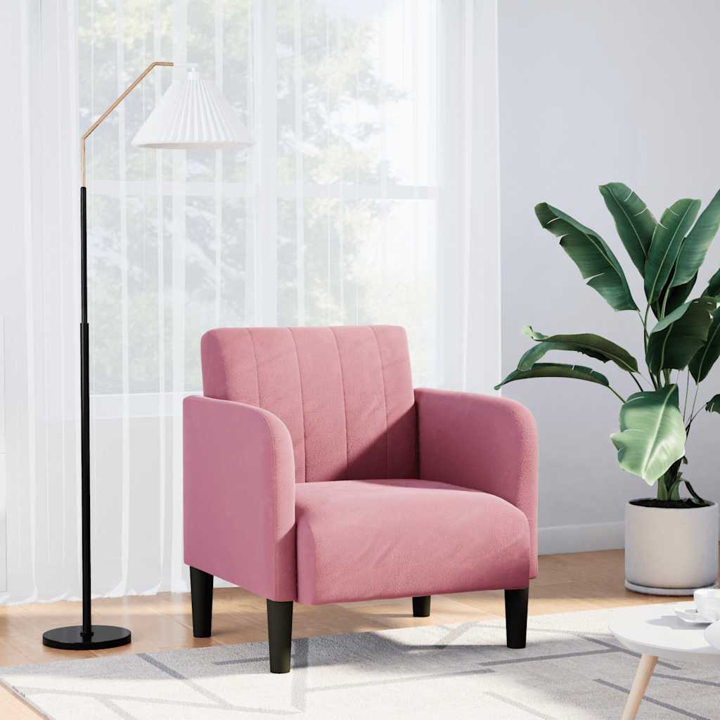 Fauteuil avec accoudoirs rose 54 cm velours - XIOS