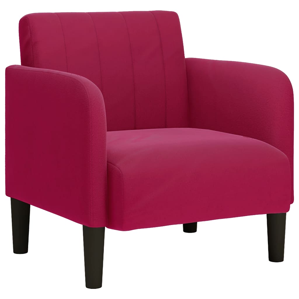Fauteuil avec accoudoirs rouge bordeaux 54 cm velours