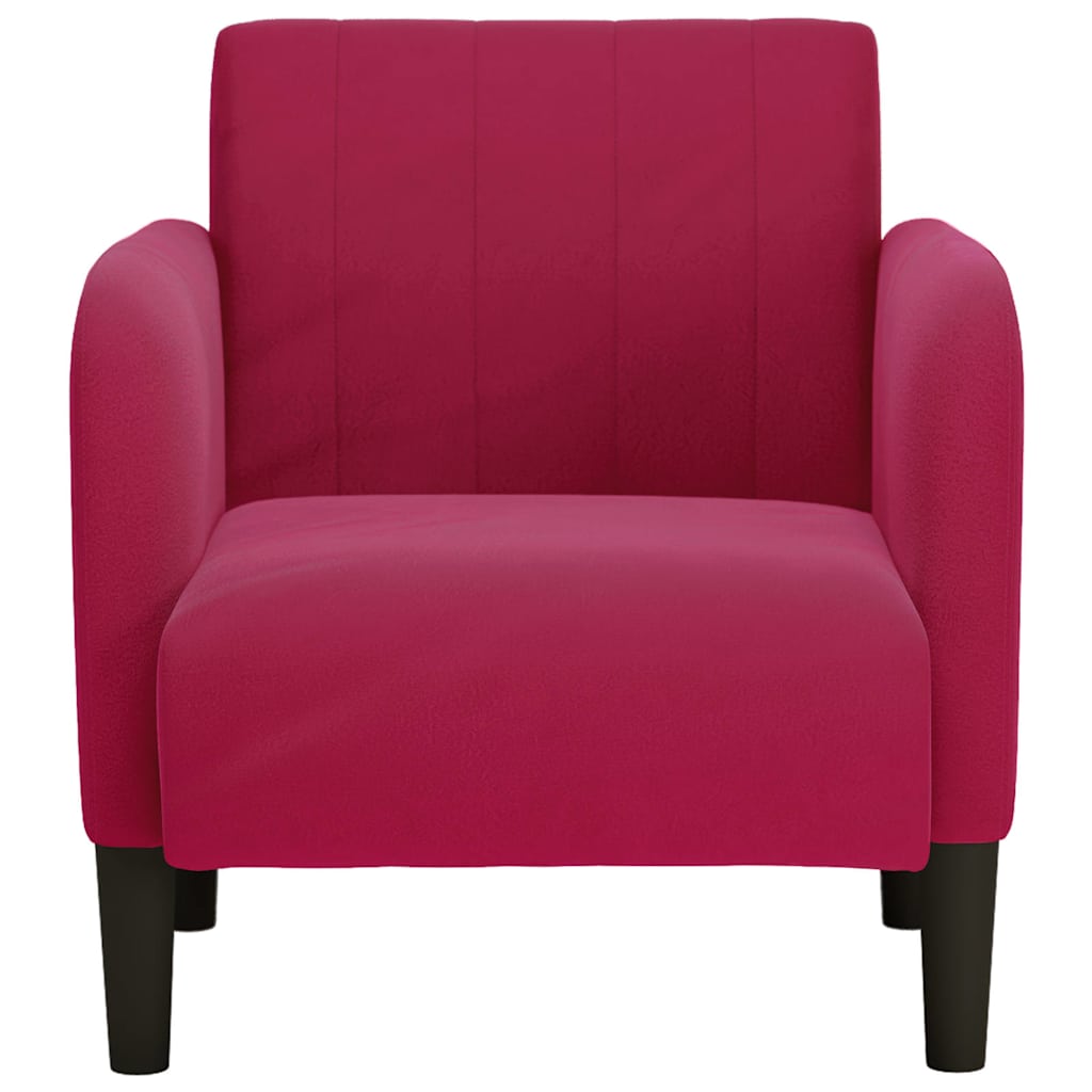 Fauteuil avec accoudoirs rouge bordeaux 54 cm velours