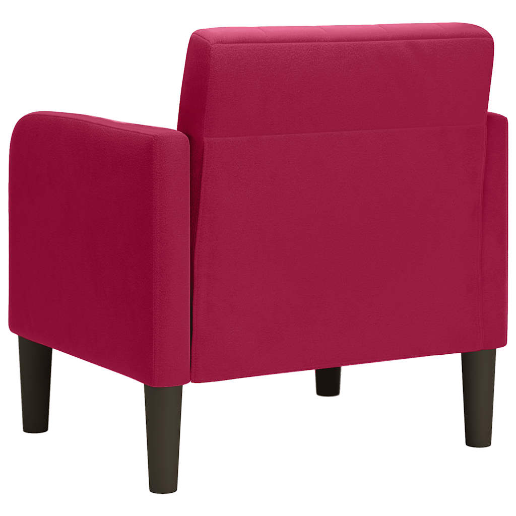 Fauteuil avec accoudoirs rouge bordeaux 54 cm velours