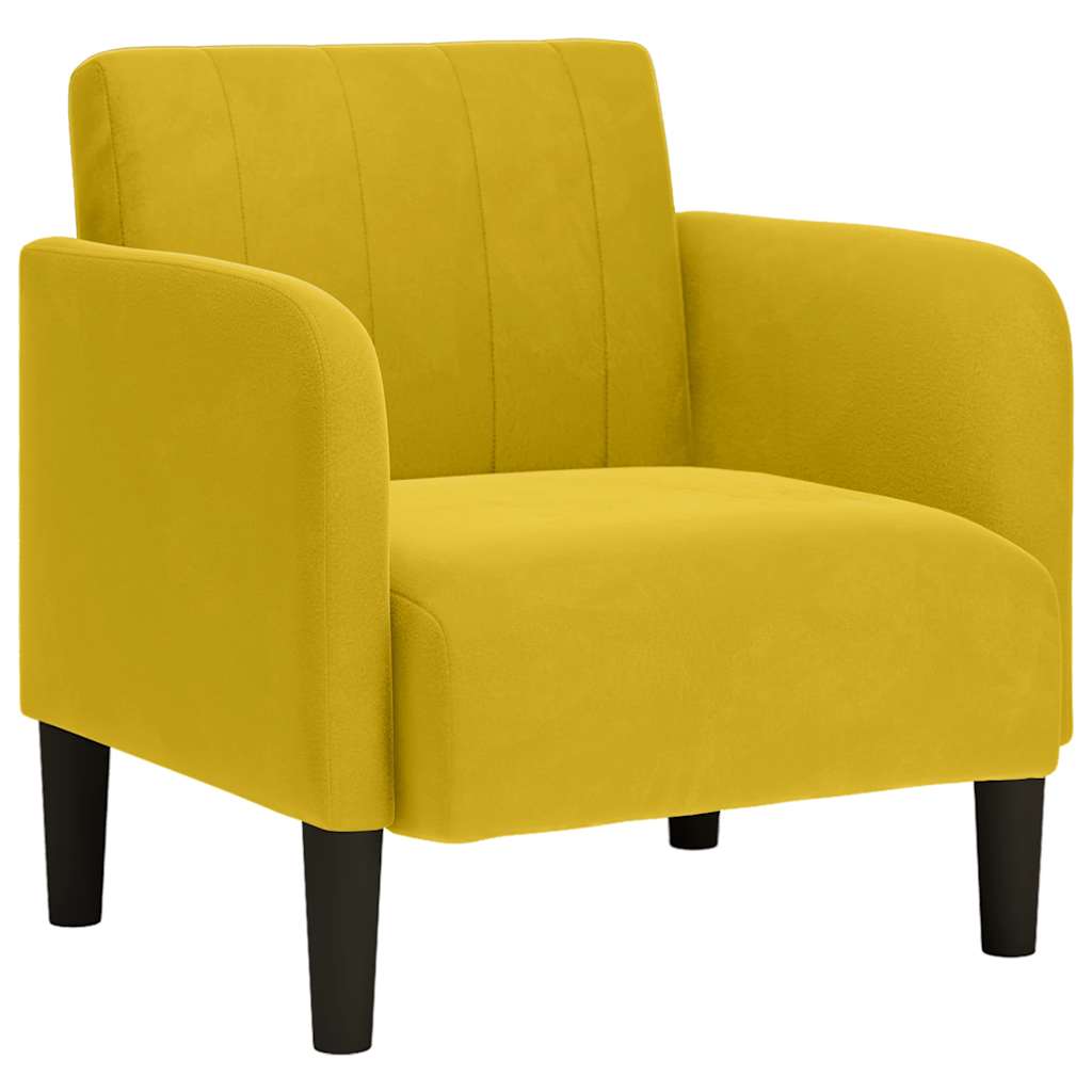 Fauteuil avec accoudoirs jaune 54 cm velours