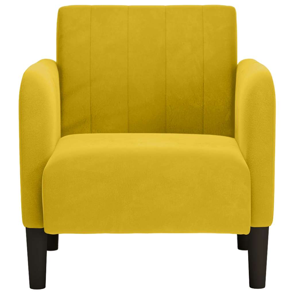 Fauteuil avec accoudoirs jaune 54 cm velours