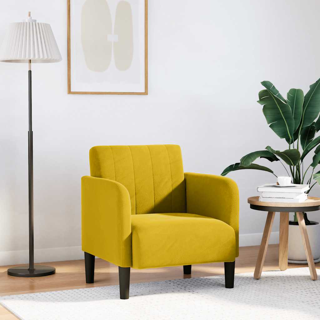 Fauteuil avec accoudoirs jaune 54 cm velours