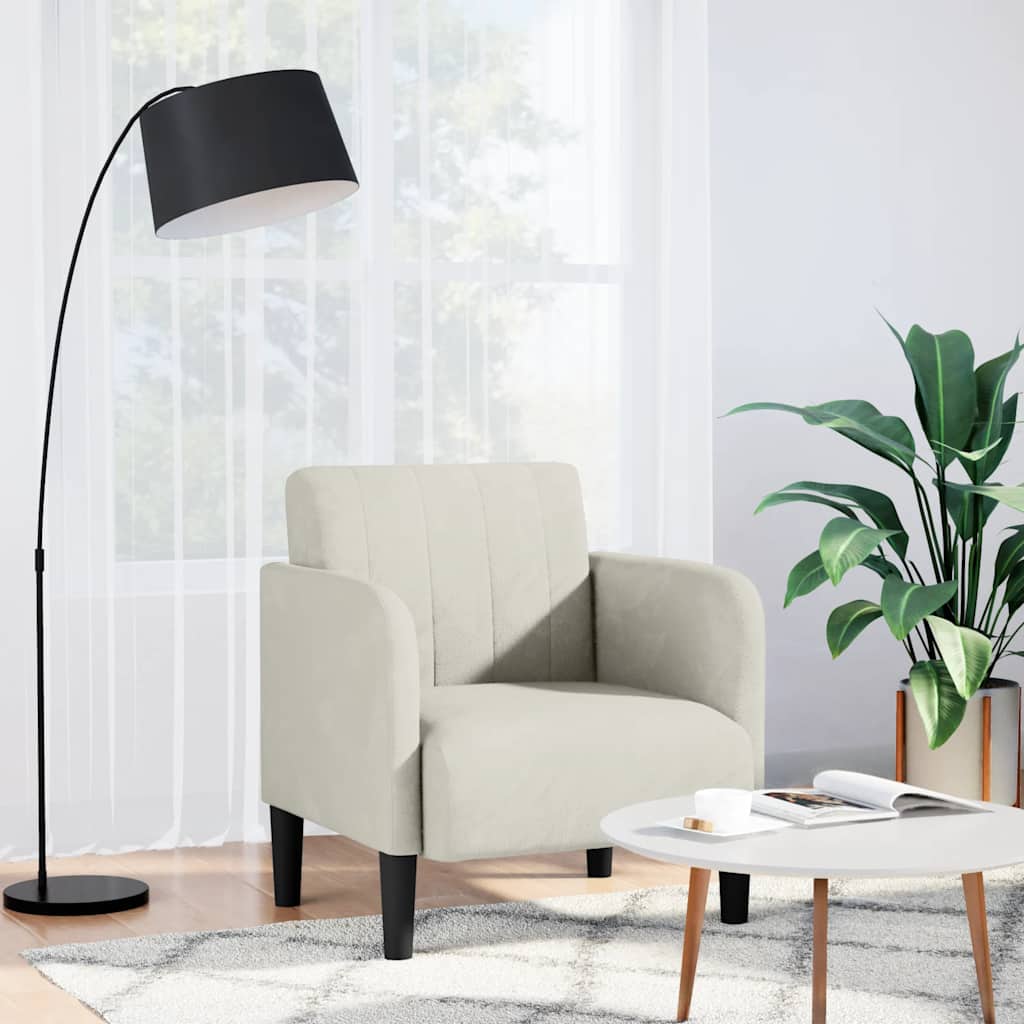 Fauteuil avec accoudoirs crème 54 cm velours