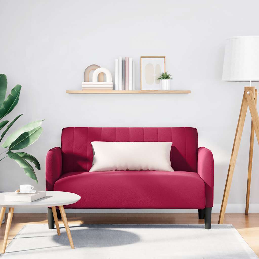 Canapé causeuse rouge bordeaux 109 cm velours - XIOS
