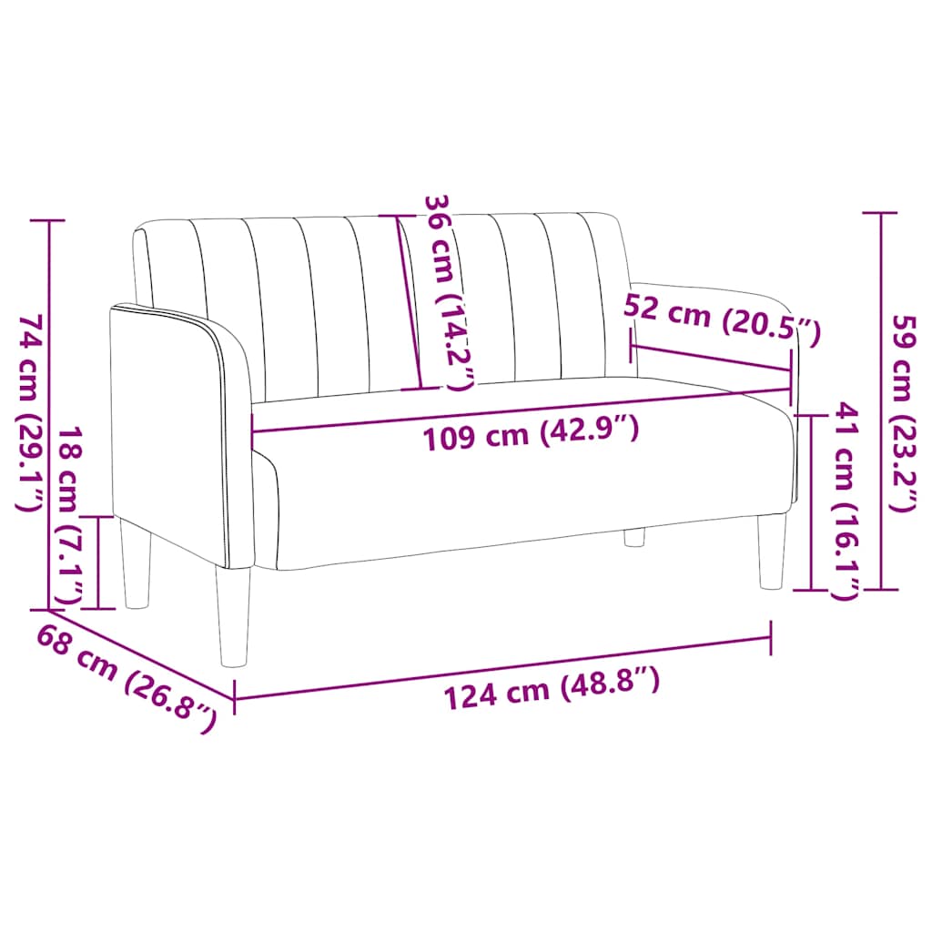 Canapé causeuse noir 109 cm velours - XIOS