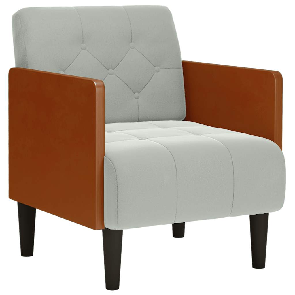 Fauteuil canapé avec accoudoirs gris clair 55 cm velours - XIOS