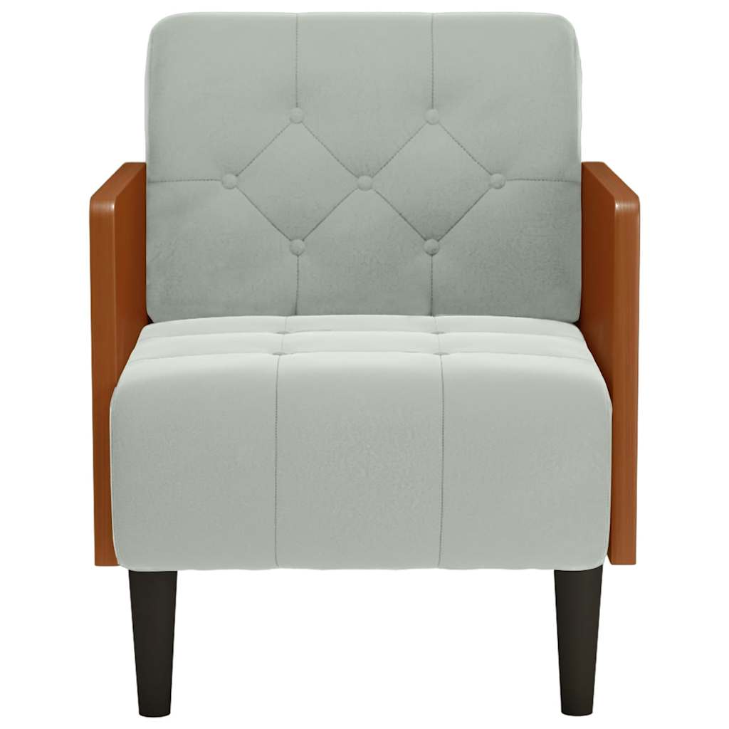 Fauteuil canapé avec accoudoirs gris clair 55 cm velours - XIOS