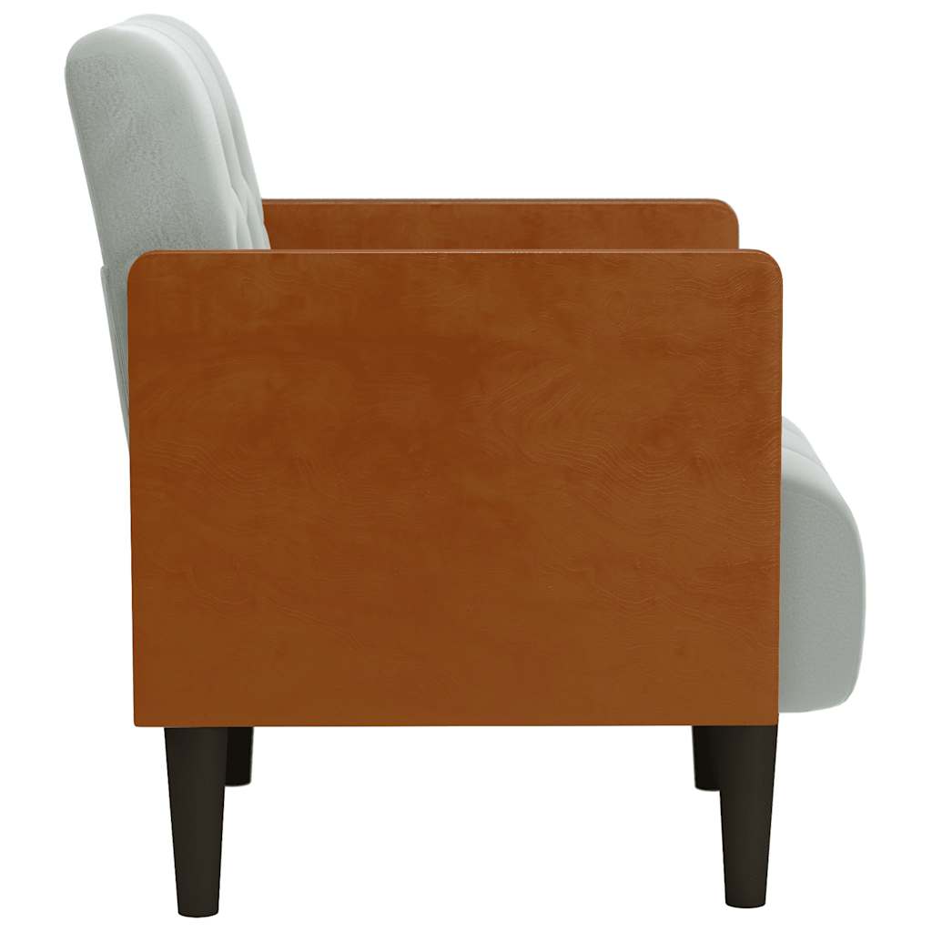 Fauteuil canapé avec accoudoirs gris clair 55 cm velours - XIOS