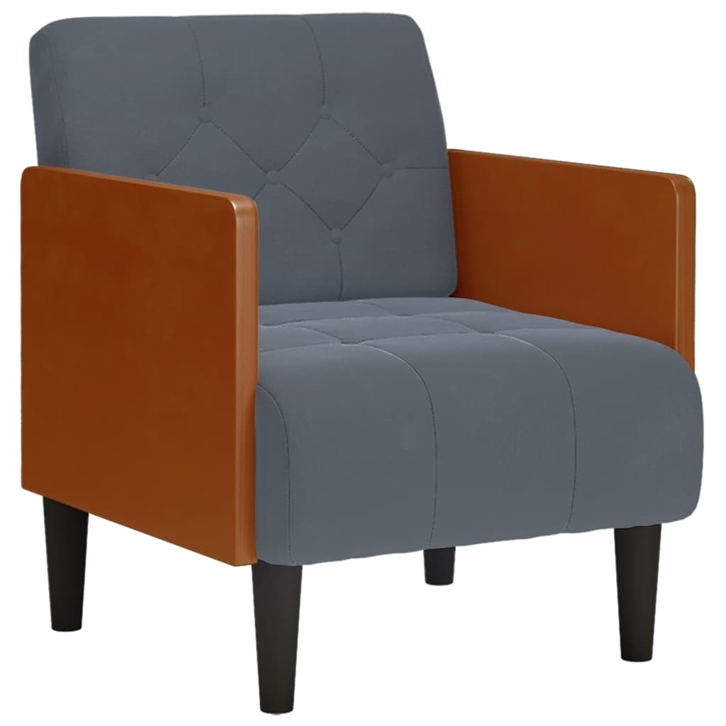 Fauteuil avec accoudoirs gris foncé 55 cm velours - XIOS