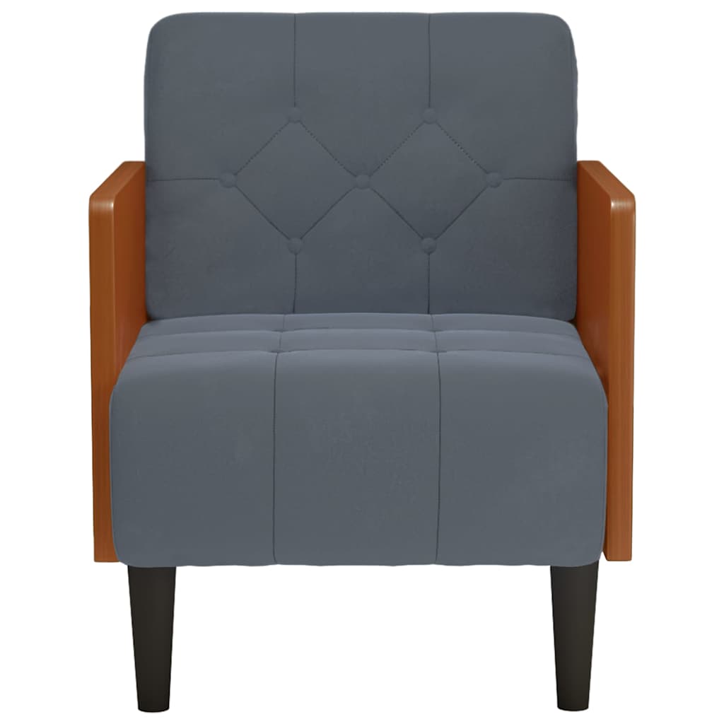 Fauteuil avec accoudoirs gris foncé 55 cm velours - XIOS