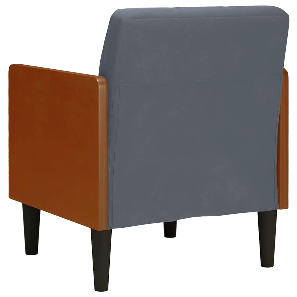 Fauteuil avec accoudoirs gris foncé 55 cm velours - XIOS