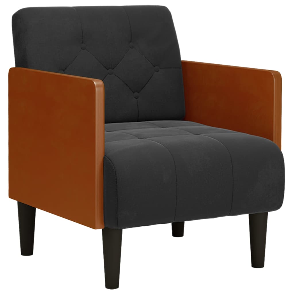 Fauteuil avec accoudoirs noir 55 cm velours - XIOS