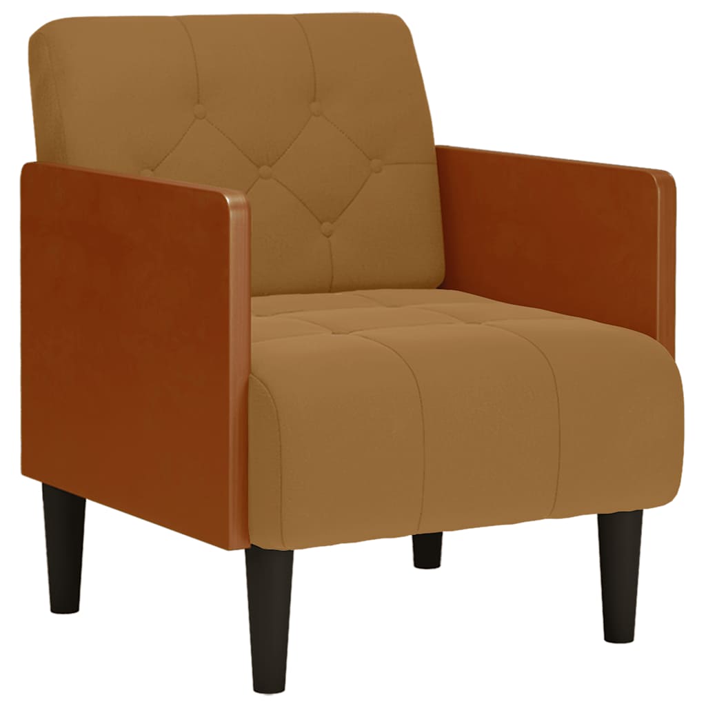 Fauteuil avec accoudoirs marron 55 cm velours - XIOS