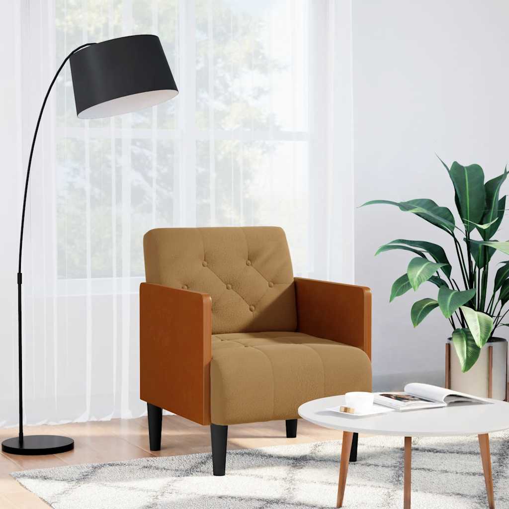 Fauteuil avec accoudoirs marron 55 cm velours - XIOS