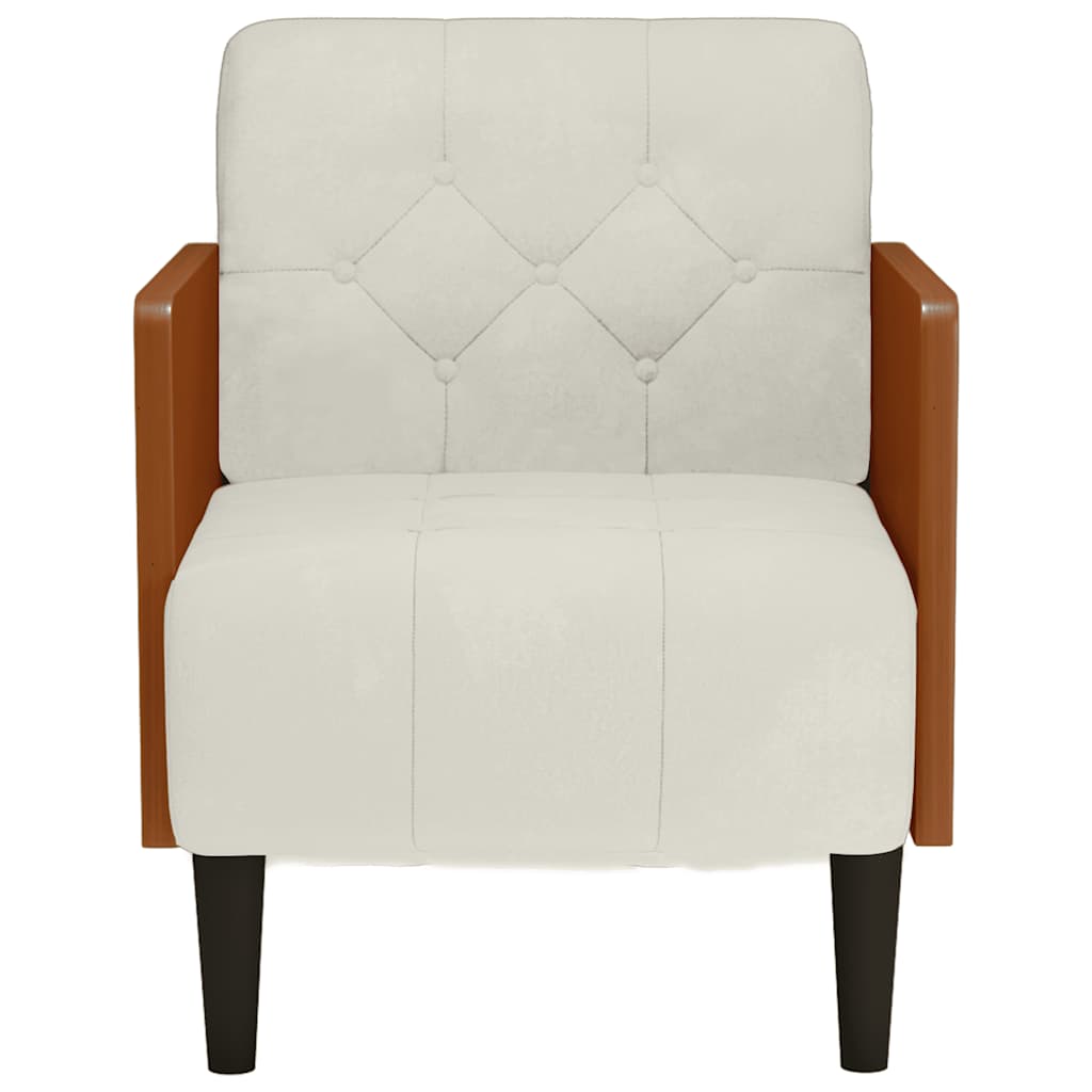 Fauteuil canapé avec accoudoirs couleur crème 55 cm velours - XIOS