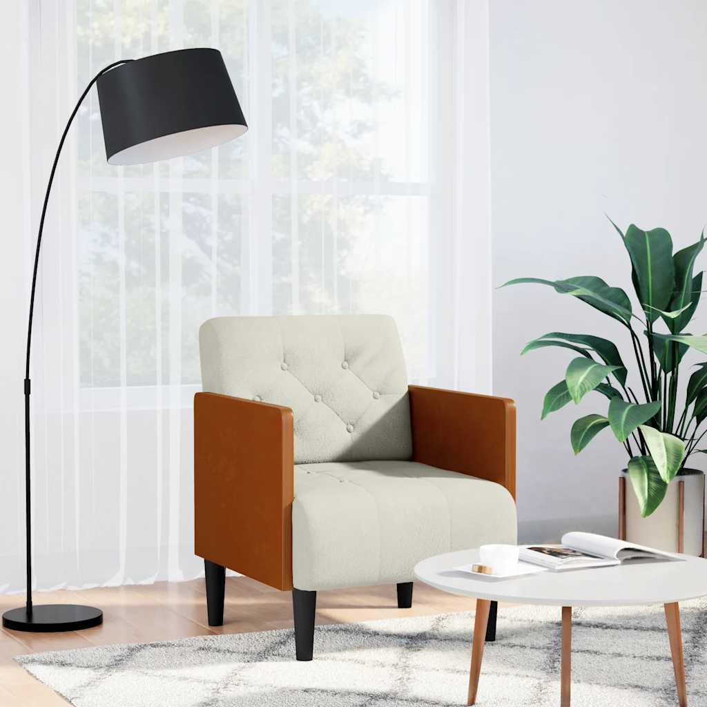 Fauteuil canapé avec accoudoirs couleur crème 55 cm velours - XIOS
