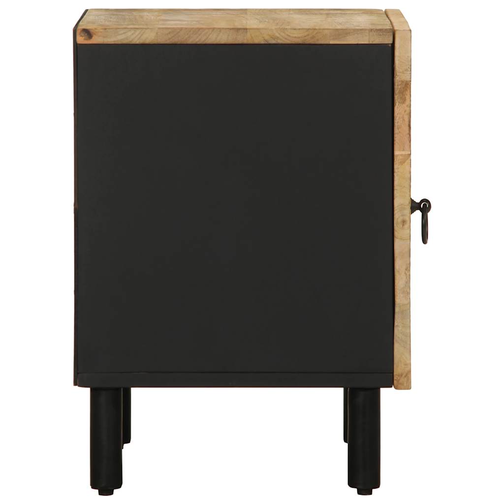 Table de chevet noir 40x33,5x46 cm bois de manguier massif brut - XIOS