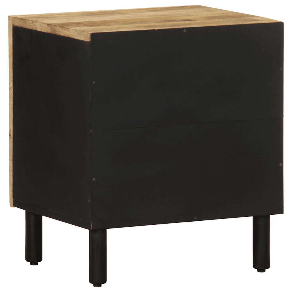 Table de chevet noir 40x33,5x46 cm bois de manguier massif brut - XIOS