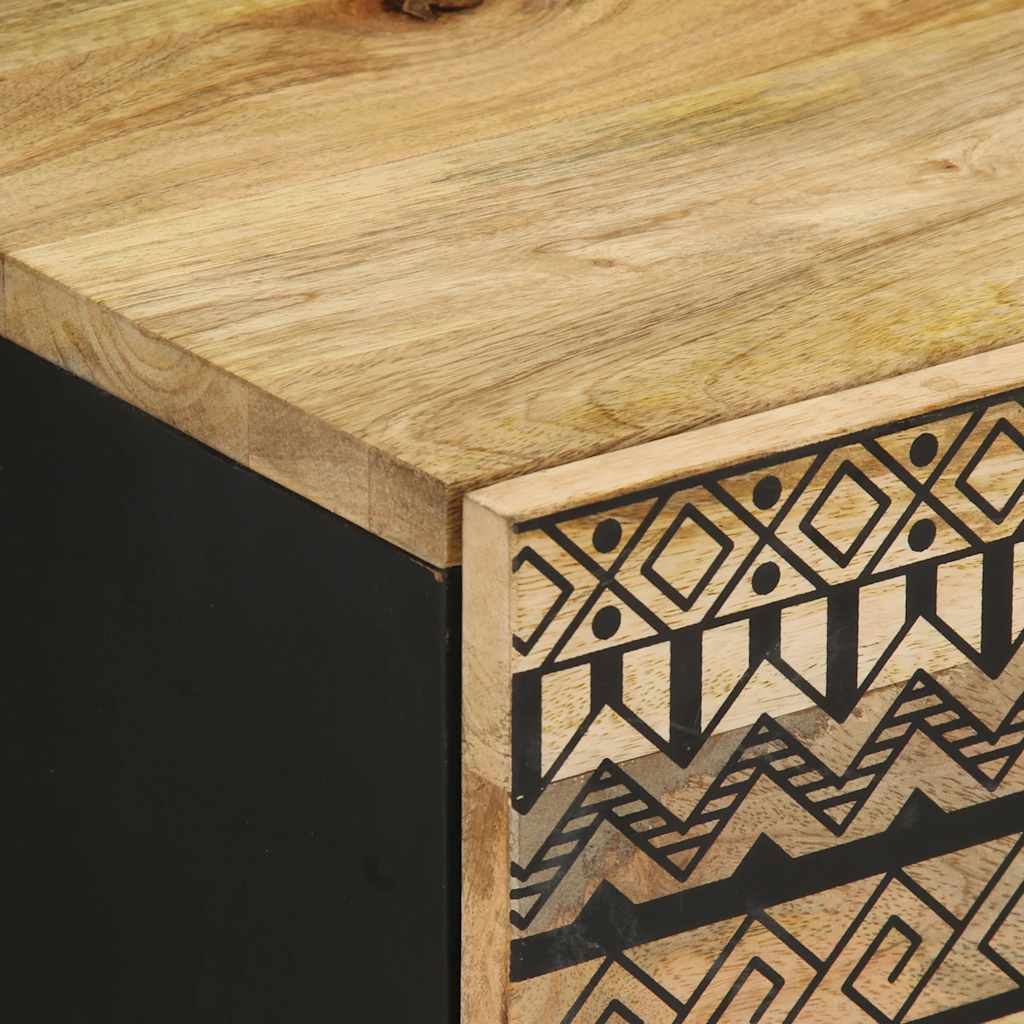 Table de chevet noir 40x33,5x46 cm bois de manguier massif brut - XIOS