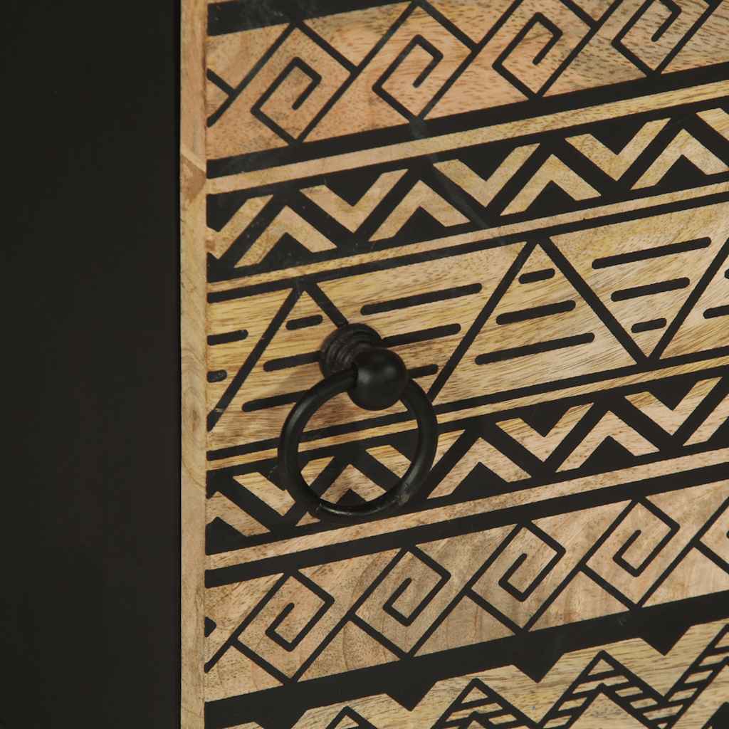 Table de chevet noir 40x33,5x46 cm bois de manguier massif brut - XIOS