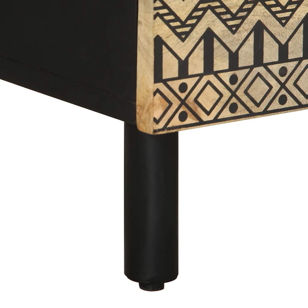 Table de chevet noir 40x33,5x46 cm bois de manguier massif brut - XIOS