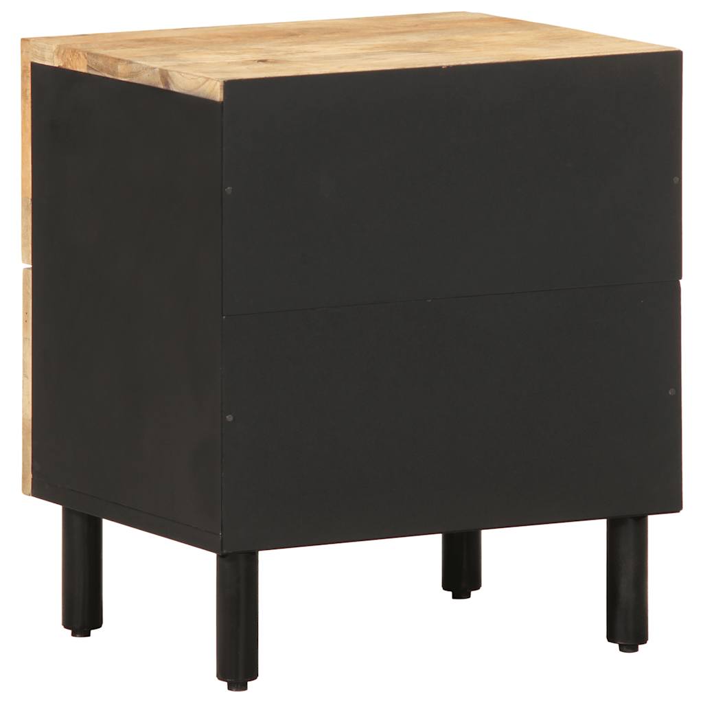 Table de chevet noir 40x33,5x46 cm bois de manguier massif brut - XIOS