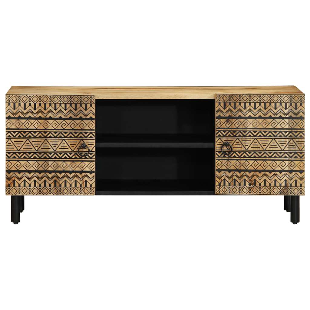 Meuble TV noir 105x33,5x46 cm bois massif manguier brut - XIOS