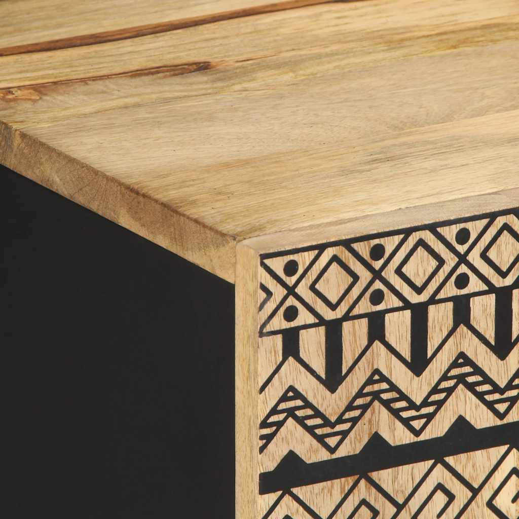 Meuble TV noir 105x33,5x46 cm bois massif manguier brut - XIOS