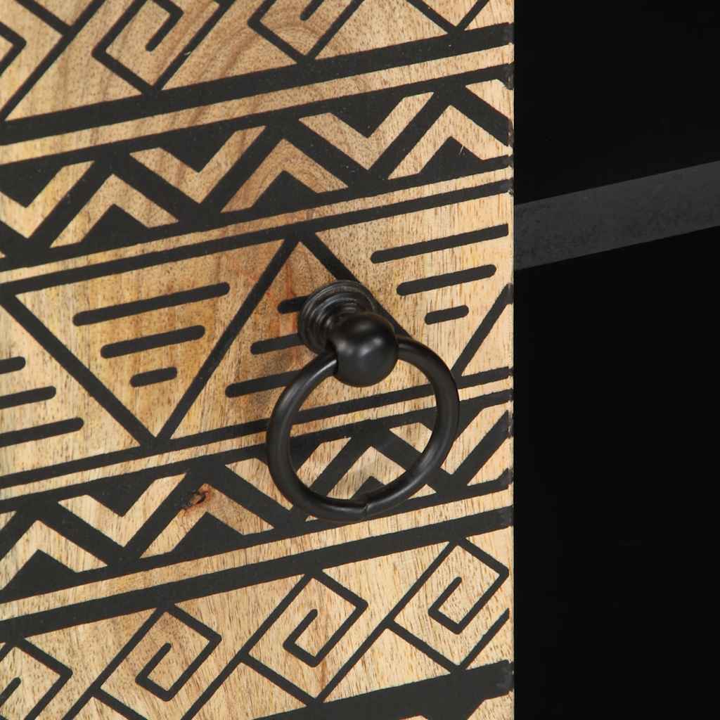 Meuble TV noir 105x33,5x46 cm bois massif manguier brut - XIOS