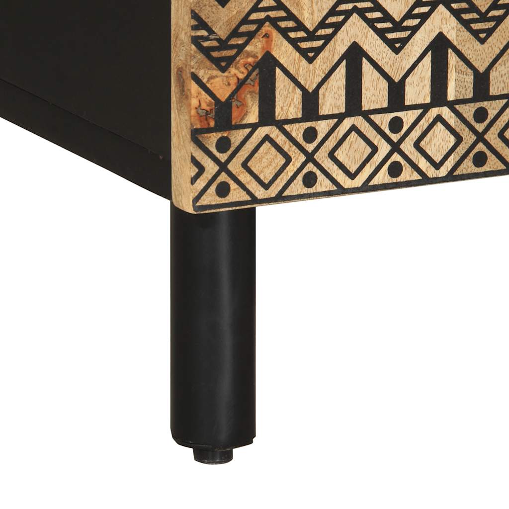 Meuble TV noir 105x33,5x46 cm bois massif manguier brut - XIOS